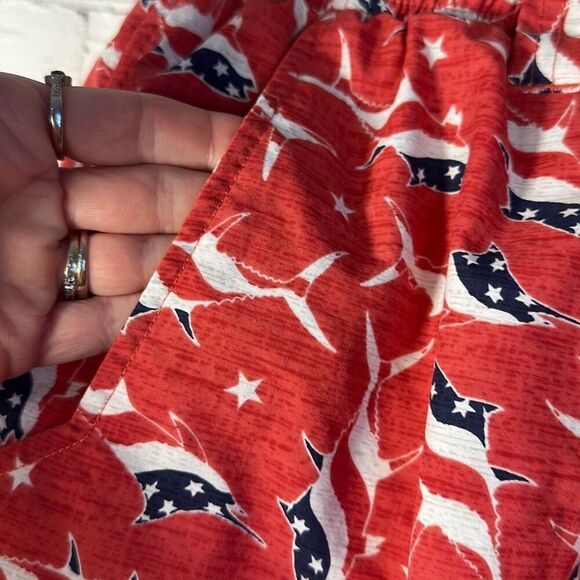 Columbia Patriotic Marlin Swimwear Board Shorts Swim Trunks size L Large Red - Picture 3 of 7
